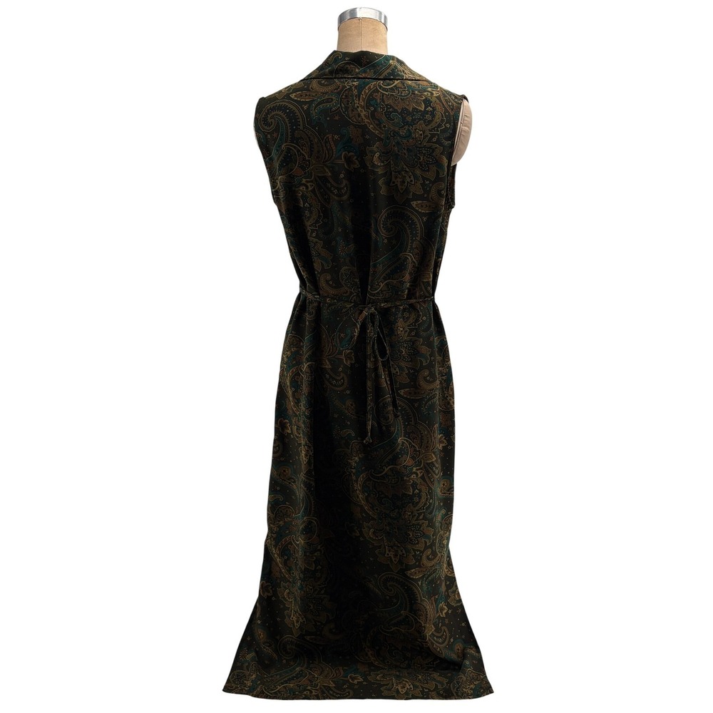 R&K Originals Vintage Paisley Sleeveless Maxi Dress Green Teal Size 8 90s Retro - Picture 2 of 10